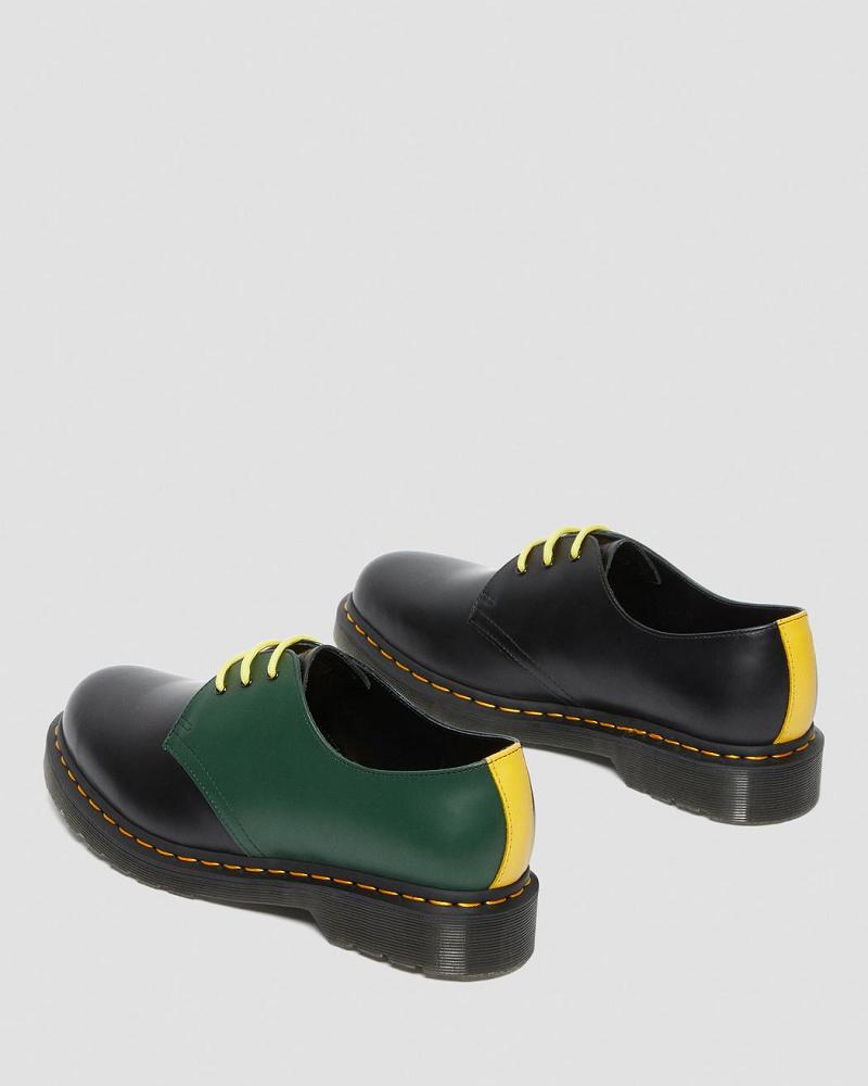 Black Men's Dr Martens 1461 Contrast Smooth Leather Oxfords Shoes | CA 589CTV